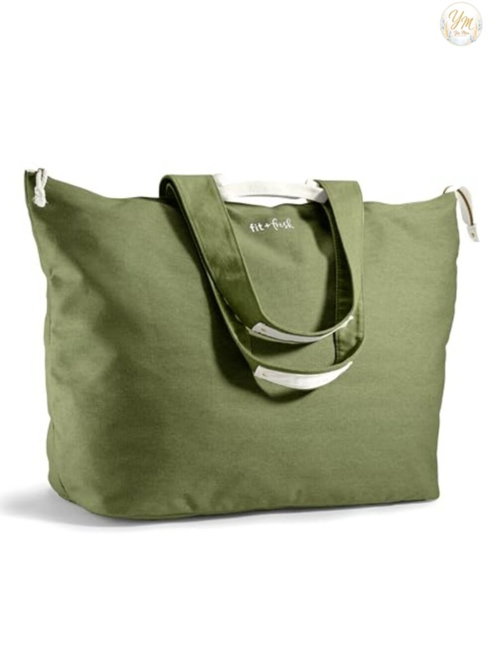 Extra Large Foldable Canvas Beach Tote Zip Top Travel Weekender Bag